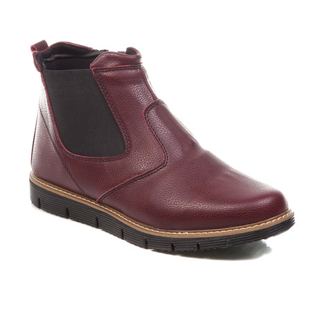 High-Top Leather Lace-Up Boot // Burgundy + Black (Euro: 40)