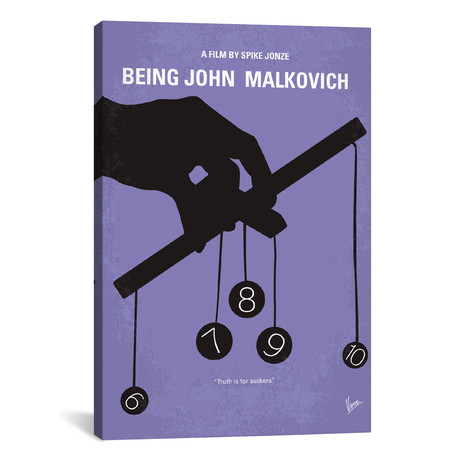 Being John Malkovich Minimal Movie Poster (18"W x 26"H x 0.75"D)