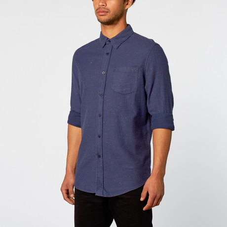 Midnight Speckled Flannel Shirt // Navy (S)