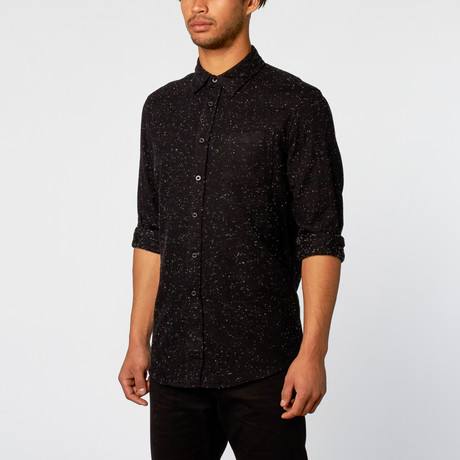 Midnight Speckled Flannel Shirt  // Black (S)