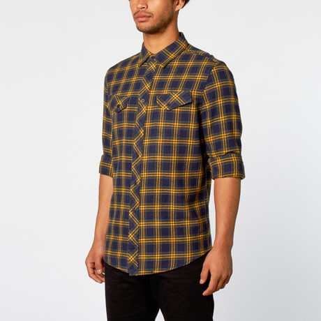Pretender Flannel Plaid Shirt // Navy (S)