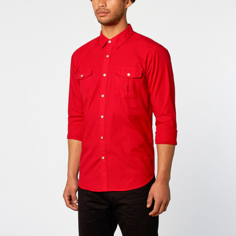 Blinder Woven Shirt // Neon Red (S)