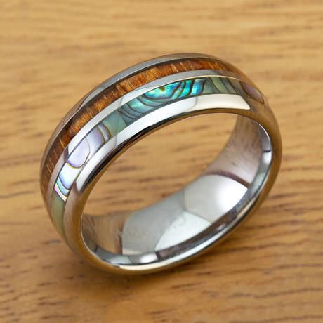 Abalone Shell + Koa Wood Ring // 8mm (Size 6)