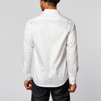 Slim Fit Button-Up Shirt + Abstract Line Detail // White (L)
