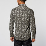 Overall Floral Slim Fit Button-Up Shirt // Black + White (2XL)