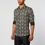 Overall Floral Slim Fit Button-Up Shirt // Black + White (S)
