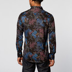 Overall Floral Slim Fit Button-Up Shirt // Black + Blue (M)