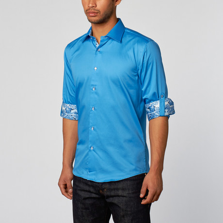 Slim Fit Button-Up Shirt // Turquoise (XS)
