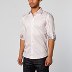 Slim Fit Button-Up Shirt + Floral Detail // Light Pink (XL)