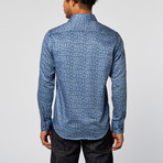 Abstract Dot Slim Fit Button-Up Shirt // Royal (XL)