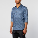 Abstract Dot Slim Fit Button-Up Shirt // Royal (2XL)