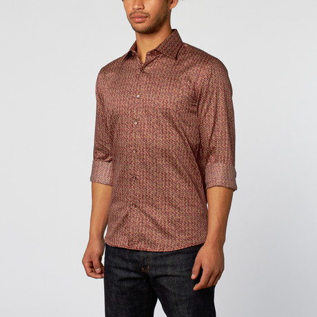 Confetti Slim Fit Button-Up Shirt // Brick (XS)