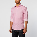 Cube Pattern Slim Fit Button-Up Shirt // Pink (L)