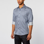 Overall Abstract Slim Fit Button-Up Shirt // Blue (L)