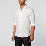 Slim Fit Button-Up Shirt + Dot Contrast // White (2XL)