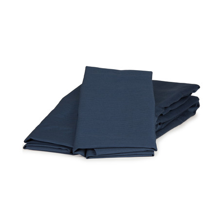 Woven Herringbone Cotton Sheet Set // Navy (Twin)