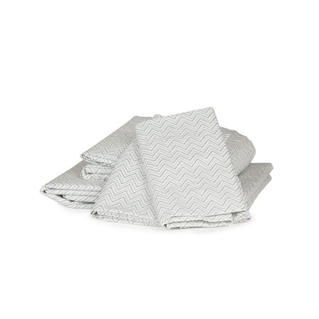 Chevron Print Percale Cotton Sheet Set // Charcoal (Twin)