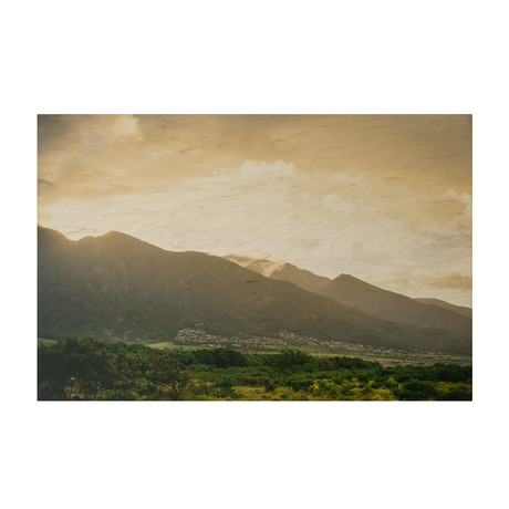 Hawaiian Mountain Sunset // Wood Print (24" x 16")