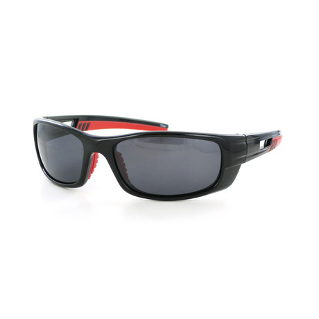 Wrap Sunglasses // Black Frame + Red Rubber + Smoke Lenses