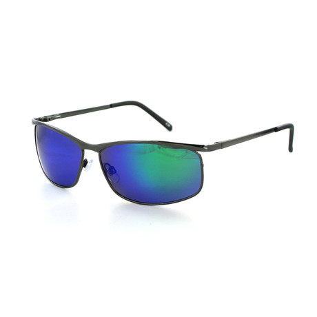 Metal Wrap Sunglasses // Gunmetal Full-Rim Frame + Blue Flash Lenses