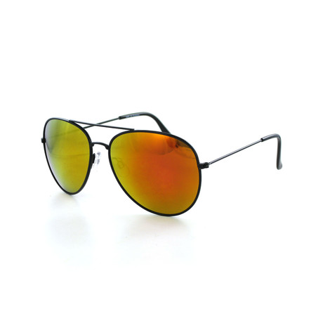 Aviator Sunglasses // Black Frame + Red Mirror Lenses