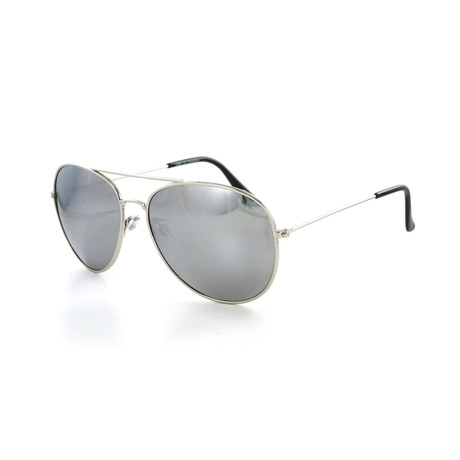 Aviator Sunglasses // Silver Frame + Silver Mirror Lenses