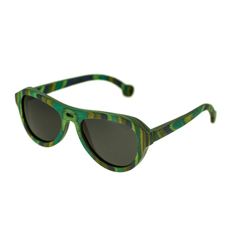 Lopez Sunglasses (Green Stripe // Black Lens)