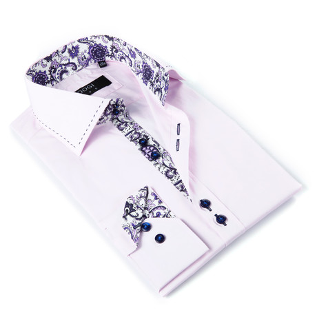 Button-Up Shirt + Paisley Details // Light Pink (S)