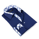 Coogi // Button-Up Shirt + Plaid Detail // Rich Blue (3XL)