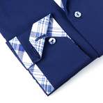Coogi // Button-Up Shirt + Plaid Detail // Rich Blue (S)