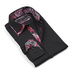 Coogi // Paisley Button-Up Shirt // Black + Pink (XL)