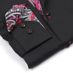 Coogi // Paisley Button-Up Shirt // Black + Pink (S)