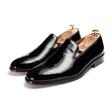 Patent Leather Loafer with Flower Punch on Toe // Black (US: 7)