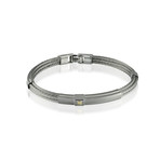 Steel Cable Bracelet + Gold Accent // Silver