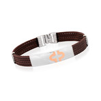 Coffee Stainless Steel Cable Bracelet // Brown + Silver