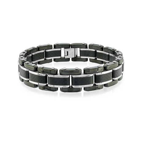 Stainless Steel Carbon Fiber Bracelet // Black