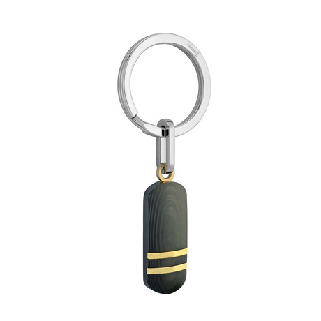 Stainless Steel Black And Yellow Carbon Keychain