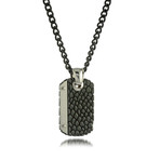 Hammered Dog Tag Necklace // Black + Silver
