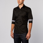Accent Button-Up Shirt // Black + Gray (S)