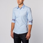 Isaac b. // Contrast Inset Button-Up Shirt // Baby Blue (XL)