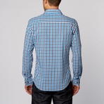 Check Print Button-Up Shirt // Blue (M)