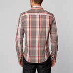 Contrast Plaid Button-Up Shirt // Brown (M)