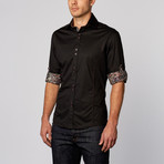 Paisley Cuff Button-Up Shirt // Black + Red (S)