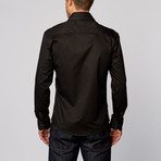 Paisley Cuff Button-Up Shirt // Black + Grey (S)