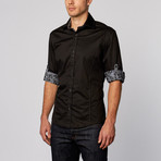 Paisley Cuff Button-Up Shirt // Black + Grey (XL)