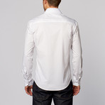 Paisley Cuff Button-Up Shirt // White + Blue (L)