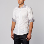 Paisley Cuff Button-Up Shirt // White + Lavender (M)