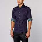 Paisley Cuff Button-Up Shirt // Navy (L)