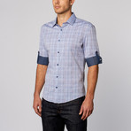 Interlocking Lines Button-Shirt // Blue (XL)