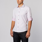 Circle Print Button-Up Shirt // Lavender (L)